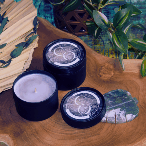 Bougie parfumée Baccaris, senteur fruits rouges et violette, collection Vestiges — Atelier Clair-Obscur